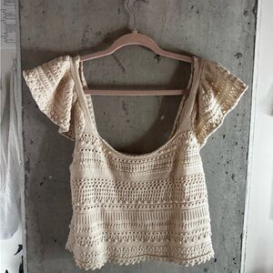 Sincerely Jules Beige Crochet Blouse